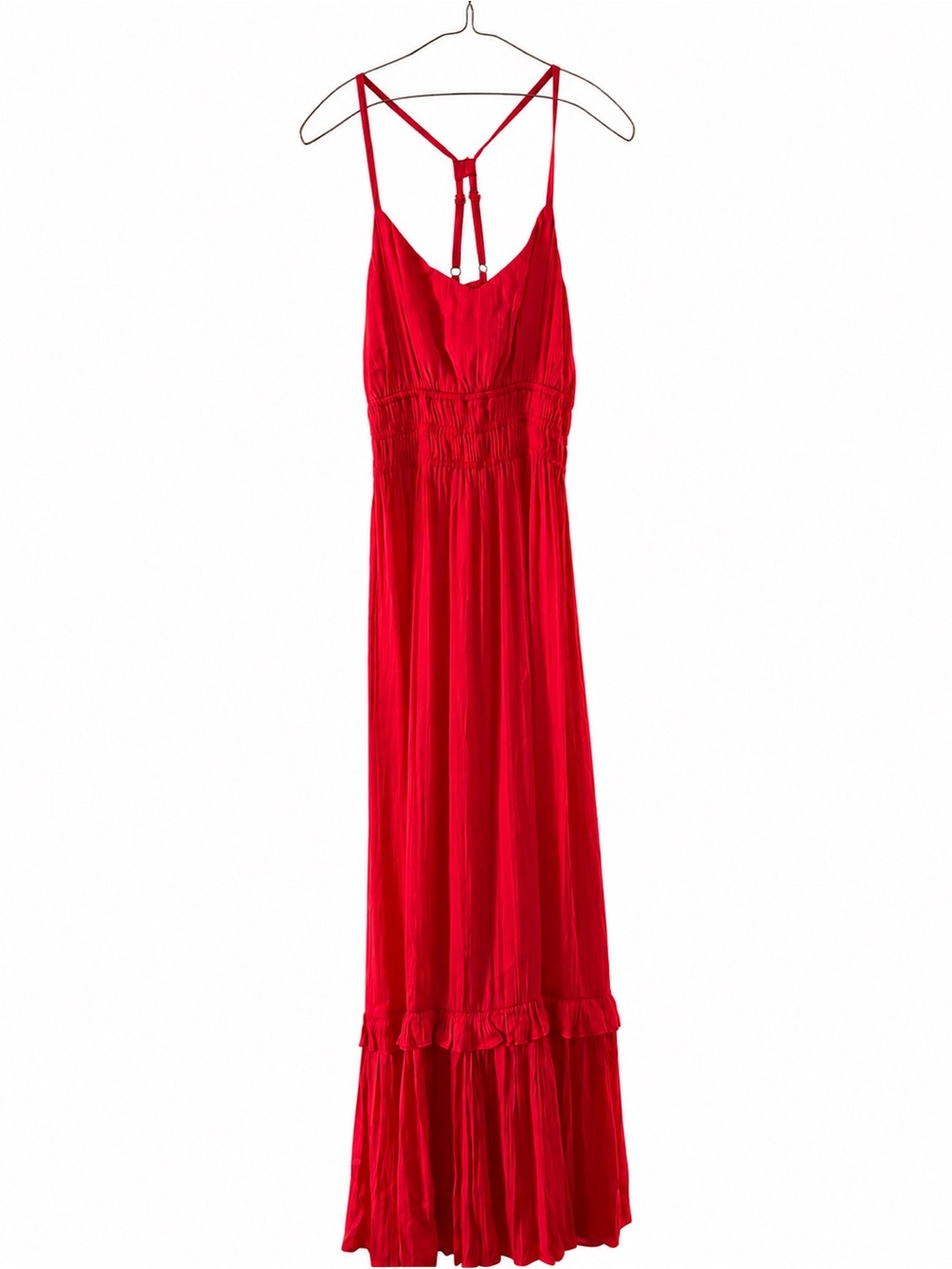 Anthropologie Maeve Pink/Red Spaghetti-Strap Maxi Dress